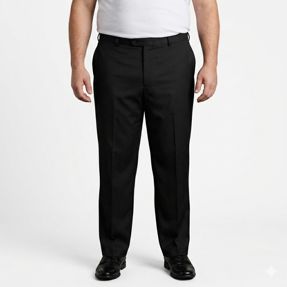 Oak Hill Premium Dress Pants Big & Tall Flat Front Black 46x28